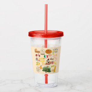 Italy Symbols Acrylic Tumbler