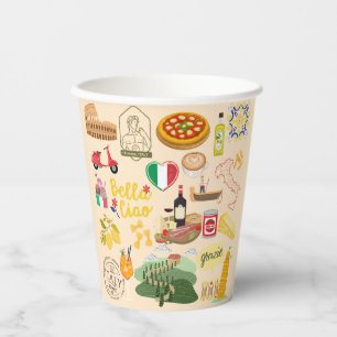 Italy Symbols Paper Cups