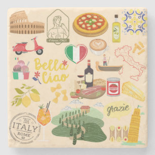 Italy Symbols Stone Coaster