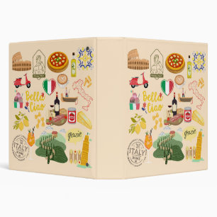Italy Symbols Travel Lovers 3 Ring Binder