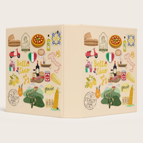 Italy Symbols Travel Lovers 3 Ring Binder Italy Symbols Travel Lovers 3 Ring Binder