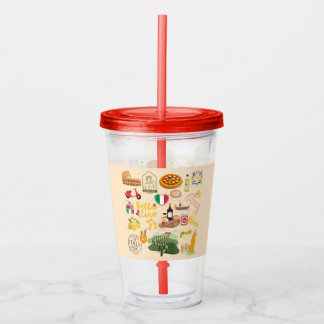Italy Symbols Travel Lovers Acrylic Tumbler