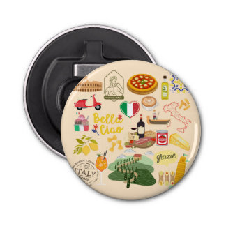 Italy Symbols Travel Lovers Bottle Opener