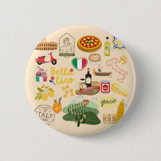 Italy Symbols Travel Lovers Button