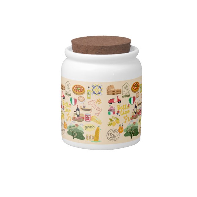 Italy Symbols Travel Lovers Candy Jar (Front)