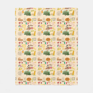 Italy Symbols Travel Lovers Fleece Blanket