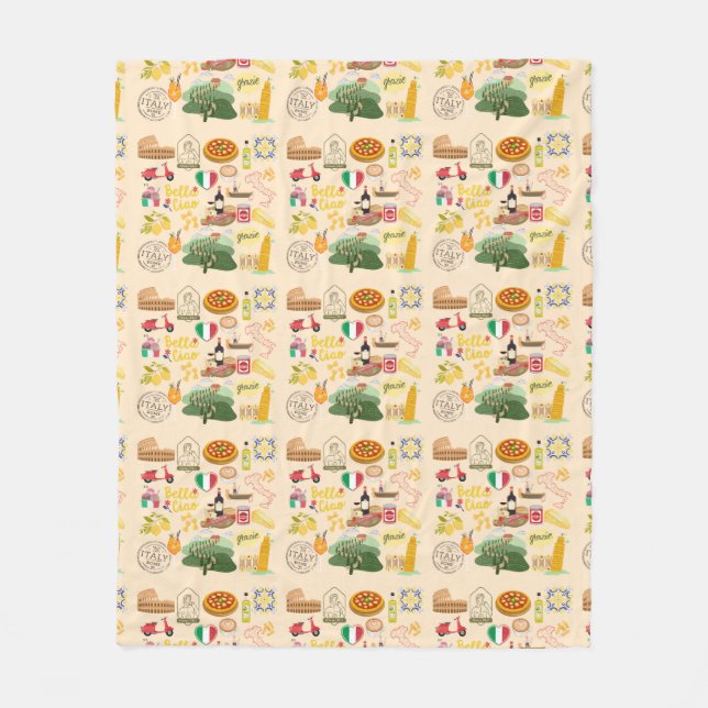 Italy Symbols Travel Lovers Fleece Blanket (Front)