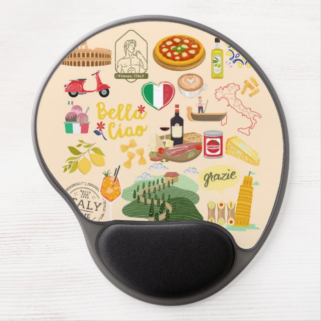 Italy Symbols Travel Lovers Gel Mouse Pad (Front)