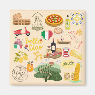 Italy Symbols Travel Lovers Magnet