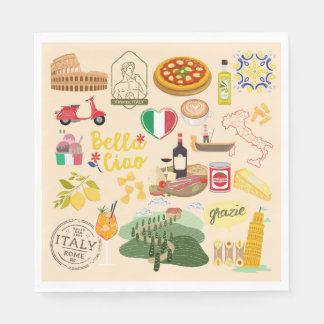 Italy Symbols Travel Lovers Napkins