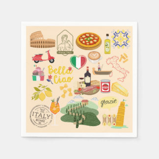 Italy Symbols Travel Lovers Napkins