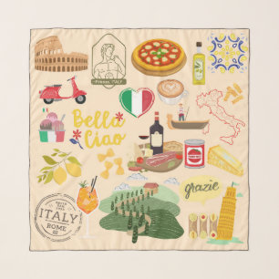 Italy Symbols Travel Lovers Scarf