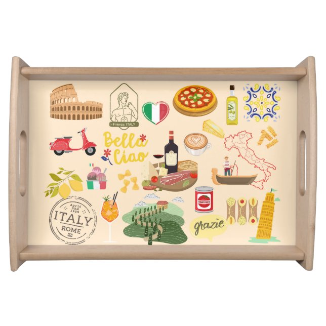 Italy Symbols Travel Lovers Serving Tray (Front)