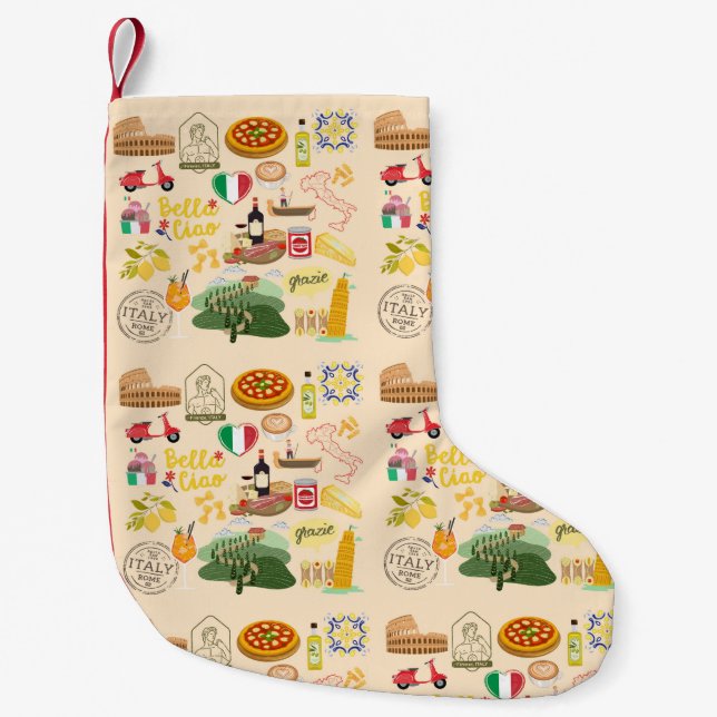  Italy Symbols Travel Lovers Small Christmas Stocking (Front)