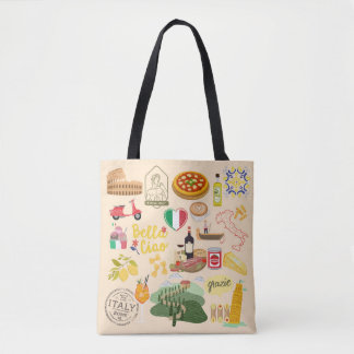 Italy Symbols Travel Lovers Tote Bag