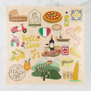 Italy Symbols Travel Lovers Trinket Tray
