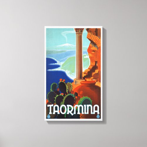 Italy Taormina Sicily Vintage Poster Canvas Print