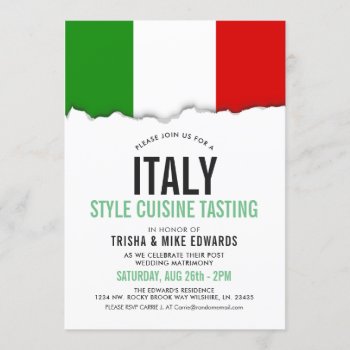 Italy Themed Cuisine | Party Flag White Invite by HappyPlanetShop at Zazzle