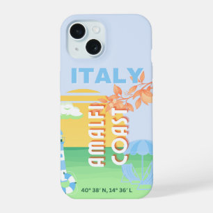 Italy Travel Art, Amalfi Coast, Preppy, Blue iPhone 15 Case
