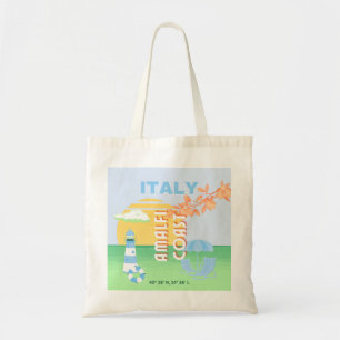 Italy Travel Art, Amalfi Coast, Preppy, Blue Tote Bag
