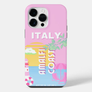 Italy Travel art, Amalfi Coast, Preppy, Pink iPhone 14 Pro Max Case