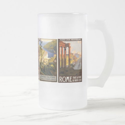 Italy travel cities poster Italian vintage retro Frosted Glass Beer Mug