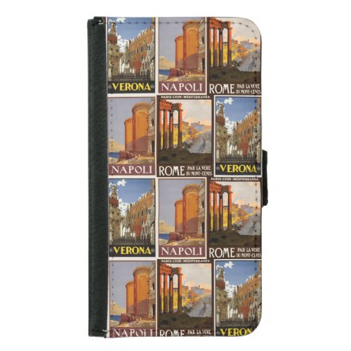 Italy travel collage retro cities vintage poster samsung galaxy s5 wallet case