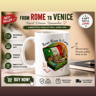 Italy Travel Landmarks Coffee Mug Rome to Venice