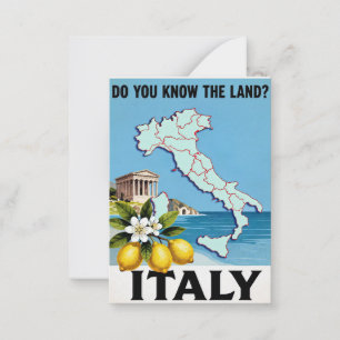 Italy Travel Poster, Note Card