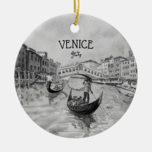 Italy Travel - VENICE black and white souvenir Ceramic Ornament