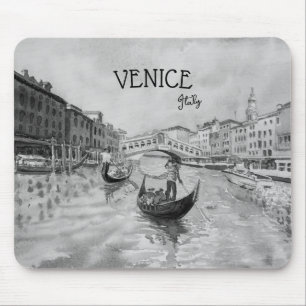 Italy Travel - VENICE black and white souvenir  Mouse Pad