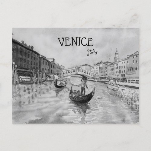 Italy Travel _ VENICE black and white souvenir Postcard