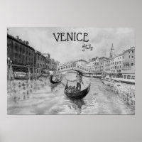 Italy Travel - VENICE black and white souvenir
