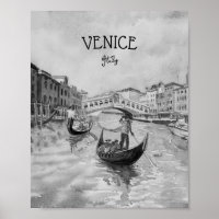 Italy Travel - VENICE black and white souvenir