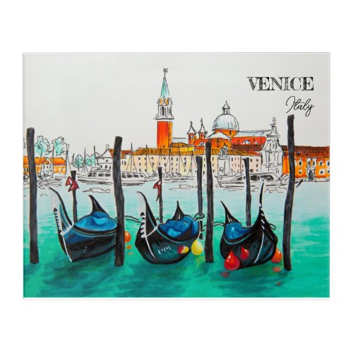 Italy Travel _ VENICE watercolor souvenir Acrylic Print