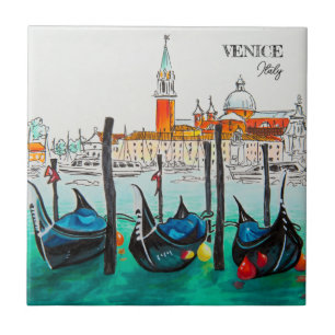 Italy Travel - VENICE watercolor souvenir Ceramic Tile