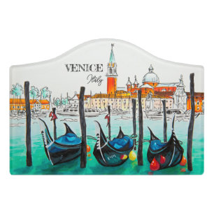 Italy Travel - VENICE watercolor souvenir Door Sign