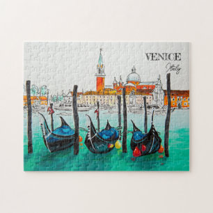 Italy Travel - VENICE watercolor souvenir Jigsaw Puzzle