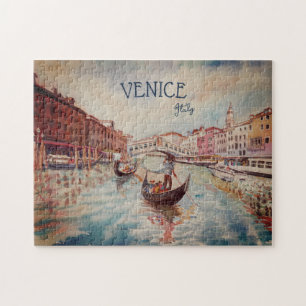 Italy Travel - VENICE watercolor souvenir  Jigsaw Puzzle