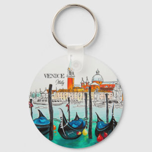 Italy Travel - VENICE watercolor souvenir Keychain