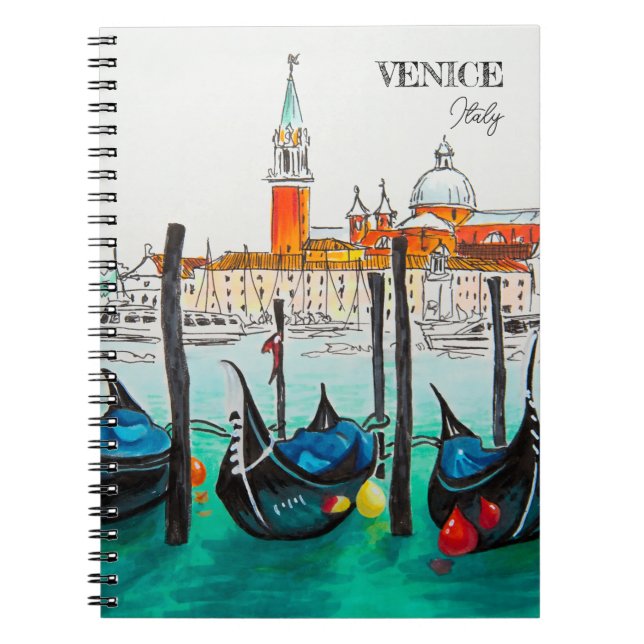 Italy Travel - VENICE watercolor souvenir  Notebook (Front)