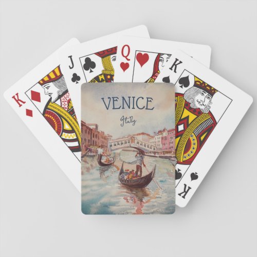 Italy Travel _ VENICE watercolor souvenir  Poker Cards