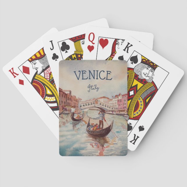Italy Travel - VENICE watercolor souvenir  Poker Cards (Back)