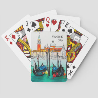 Italy Travel - VENICE watercolor souvenir Poker Cards