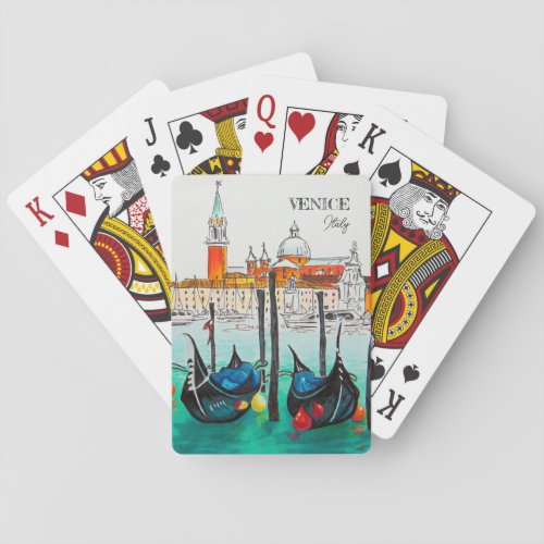 Italy Travel _ VENICE watercolor souvenir  Poker Cards