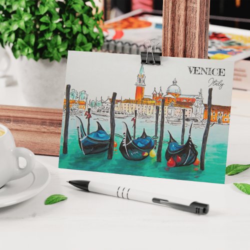 Italy Travel _ VENICE watercolor souvenir Postcard