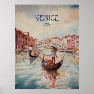 Italy Travel - VENICE watercolor souvenir  Poster