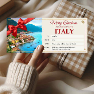 Italy Trip Christmas Reveal Gift Ticket Card