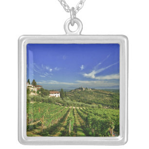 Italy, Tuscany, Greve. The vineyards of Castello Silver Plated Necklace
