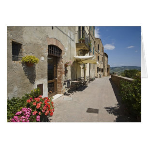 Italy, Tuscany, Pienza. Outer walkway around Cards